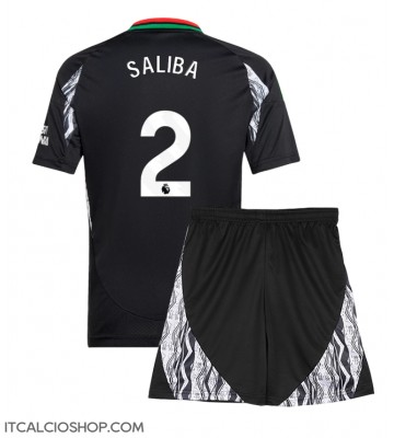 Arsenal William Saliba #2 Seconda Maglia Bambino 2024-25 Manica Corta (+ Pantaloni corti)